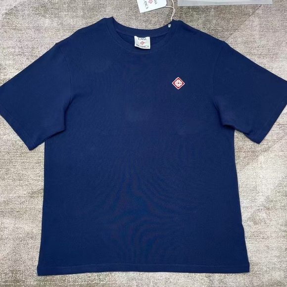 Casablanca Navy Blue T-Shirt with Logo
